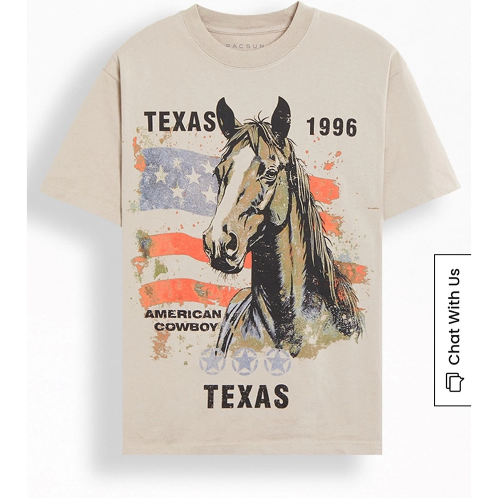 PacSun Texas '96 Oversized‎ T-Shirt tan medium